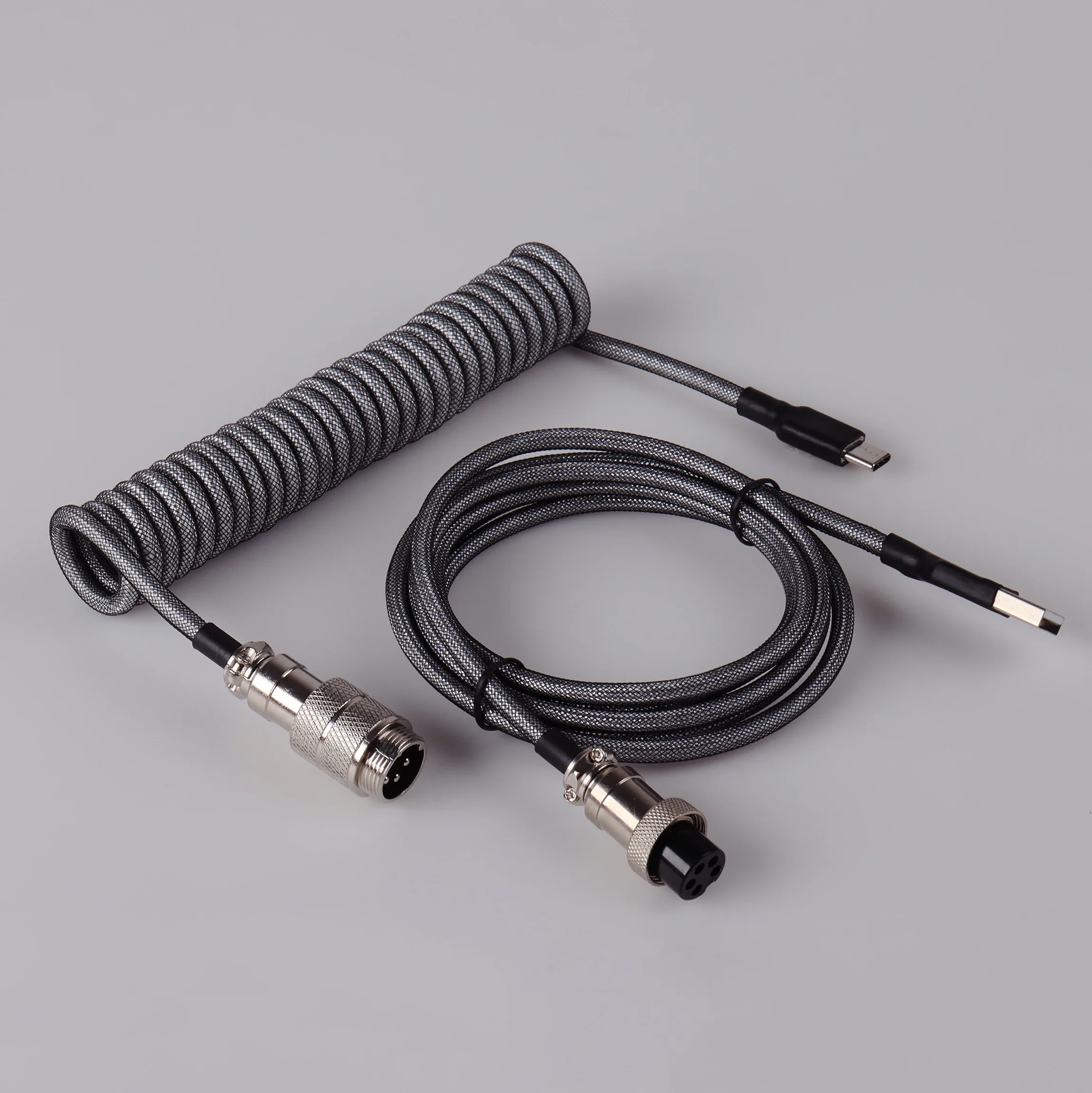 Câble spiralé USB-C clavier mécanique connecteur aviateur