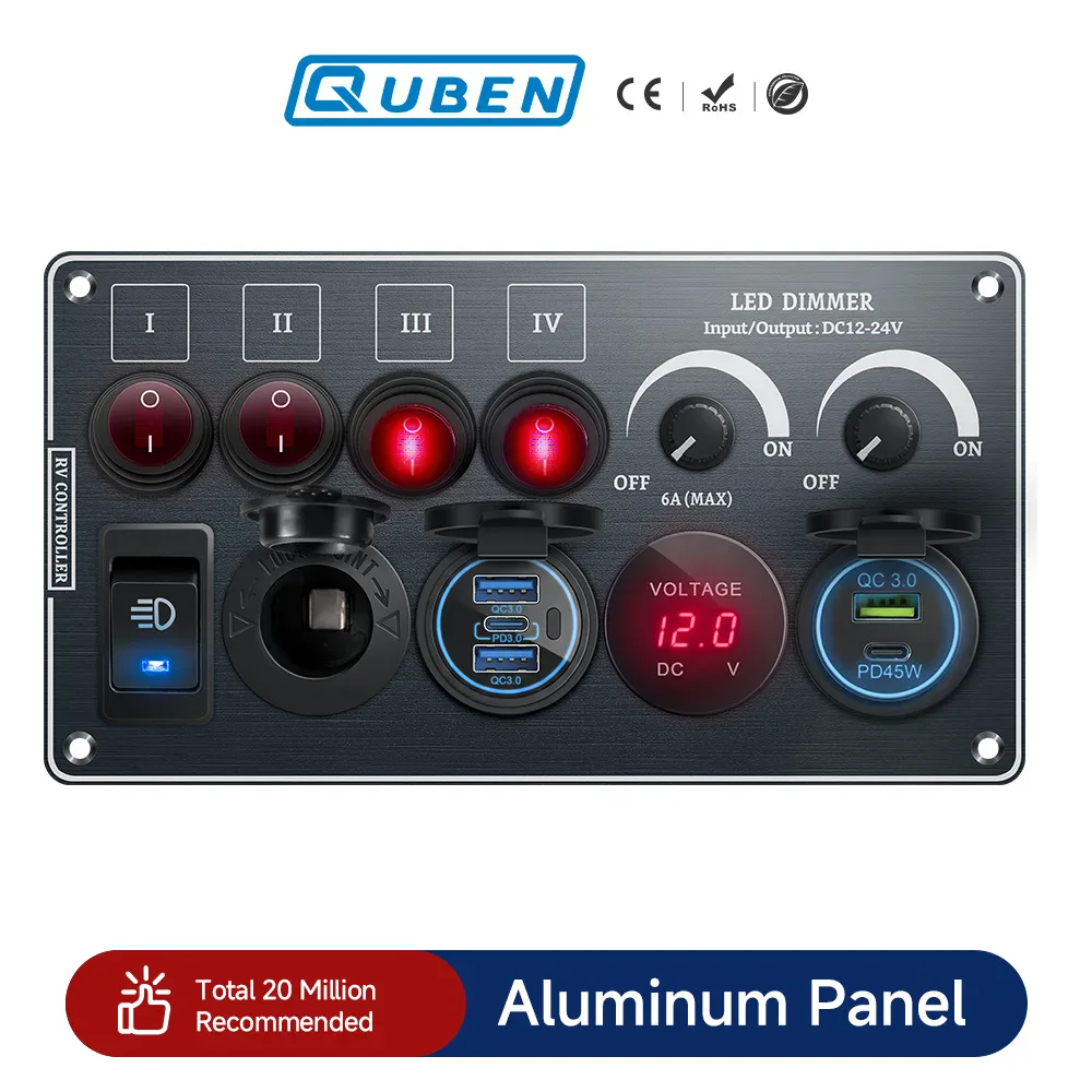 Panneau d'interrupteurs à bascule avec USB pour 12/24V