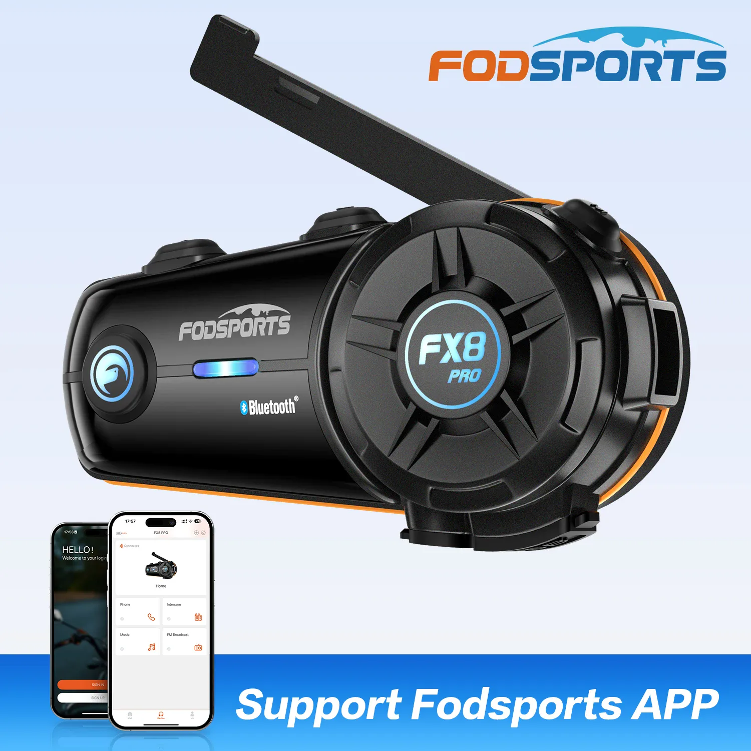 Intercom moto Fodsports FX8 Pro Bluetooth pour 8 pilotes