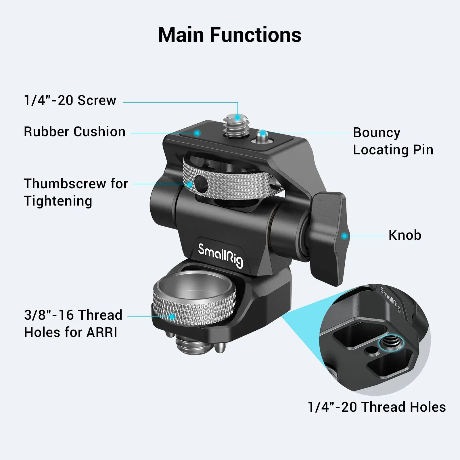 SmallRig – pince de caméra DSLR, pivotante et inclinable