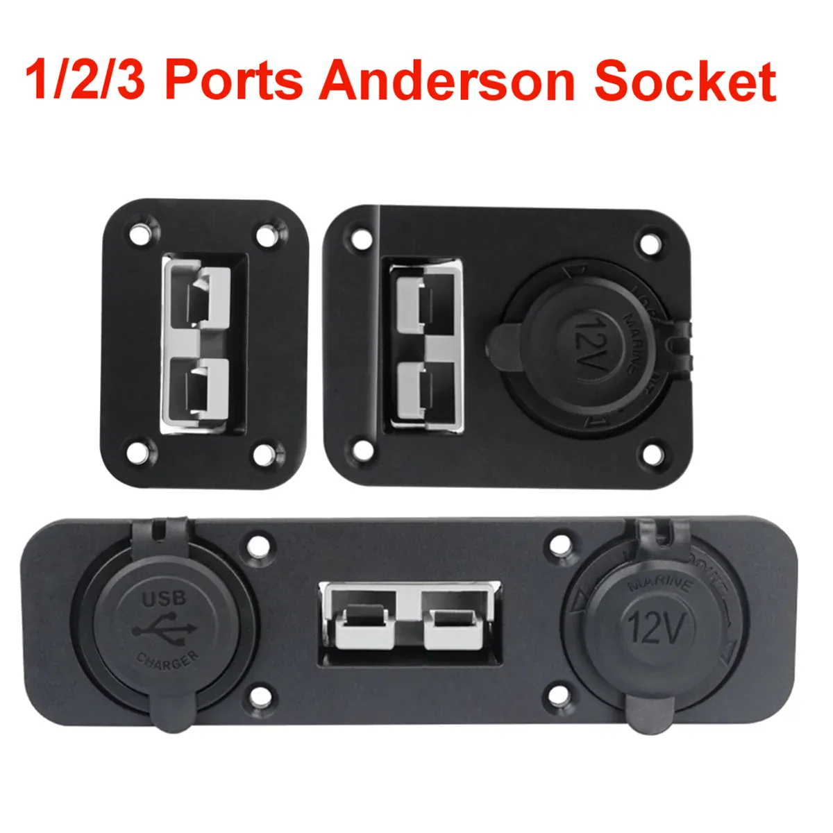 Prise encastrable Anderson 50A avec allume-cigare et USB