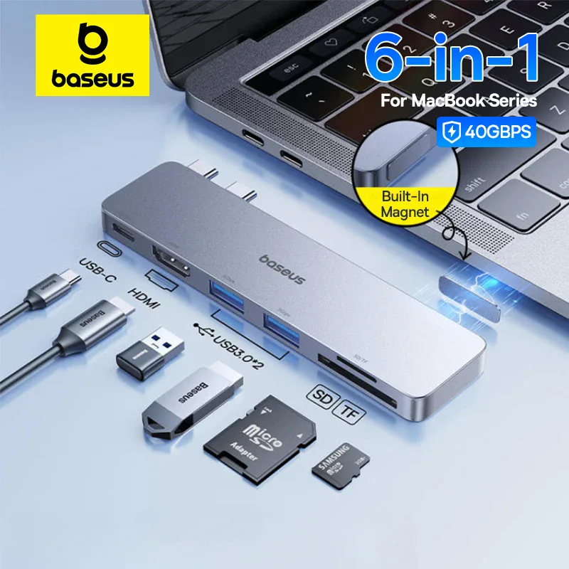 Hub USB-C 6 en 1 HDMI 4K pour MacBook