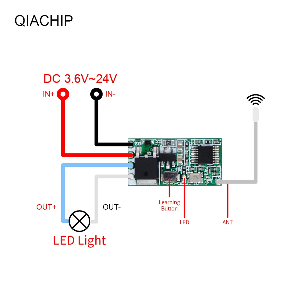 QIACHIP 40 pièces 433.92Mhz universel sans fil DC 3.6V-24V