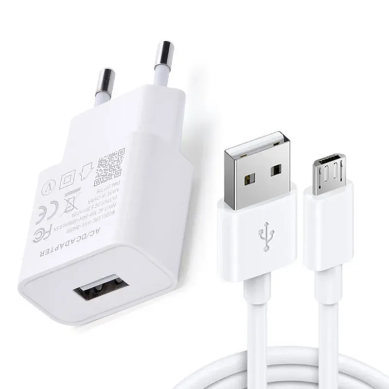 Chargeur secteur USB 10W et câble Type-C ou Micro USB