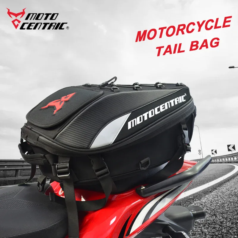 Sac de selle arrière moto étanche et extensible avec porte-casque