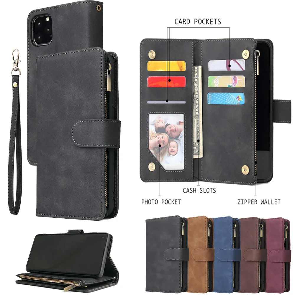 Étui portefeuille en cuir pour iPhone avec porte-cartes