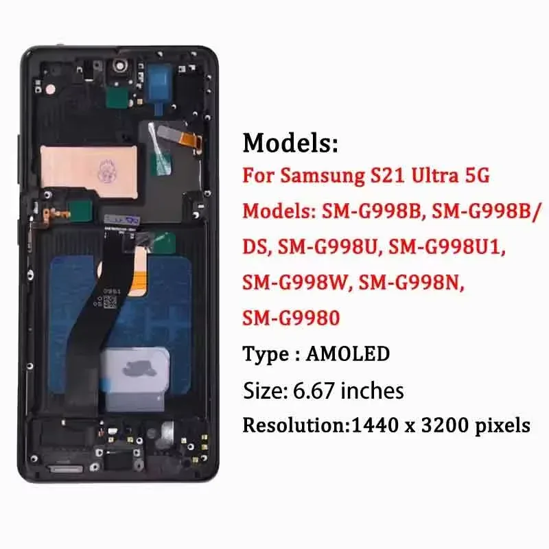 AMOLED S21 Ultra assemblage d'écran pour Samsung S21 Ultra