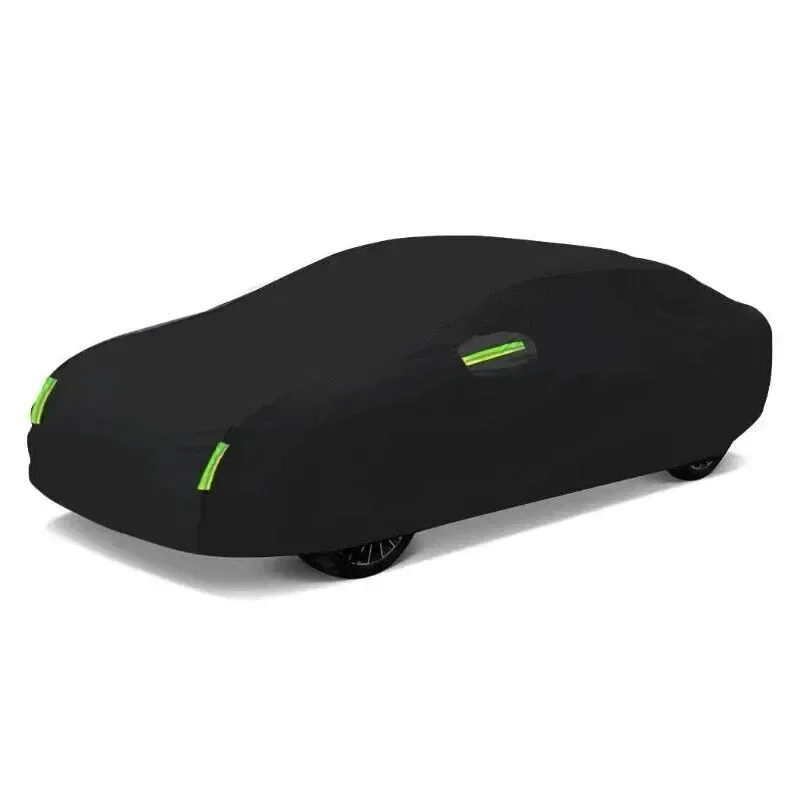 Housse de voiture noire extérieure universelle avec pare-soleil