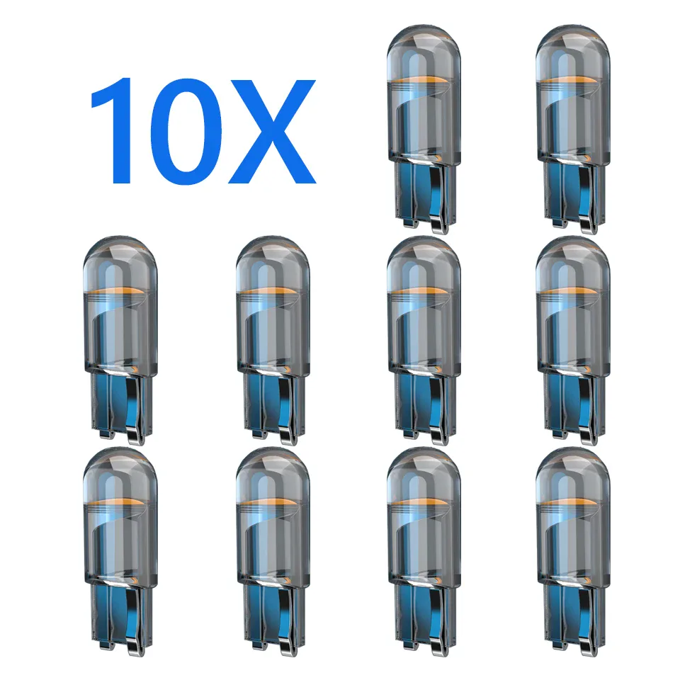 Lot de 10 ampoules LED T10 W5W pour veilleuses et habitacle
