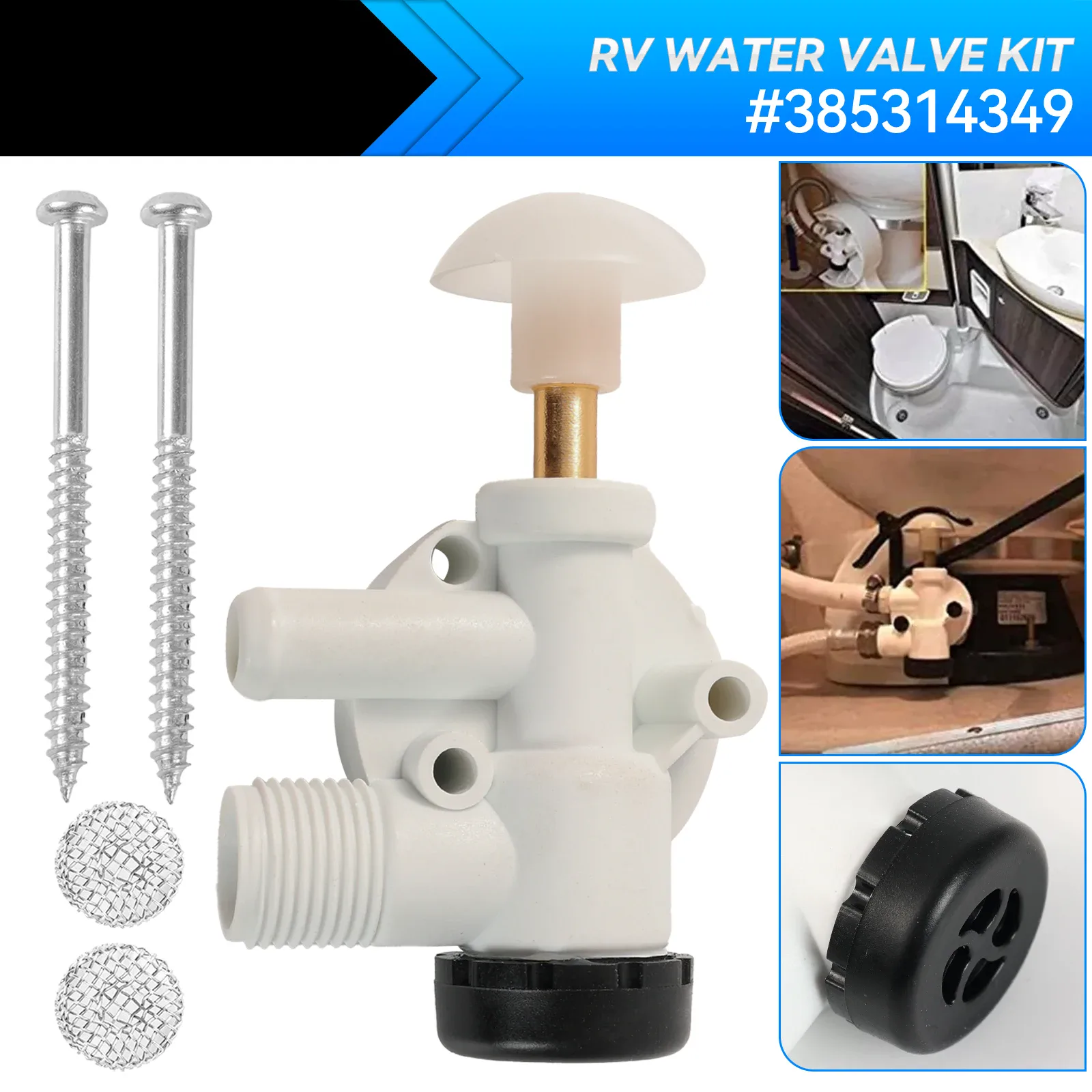 Soupape d'eau pour toilettes de camping-car et remorque