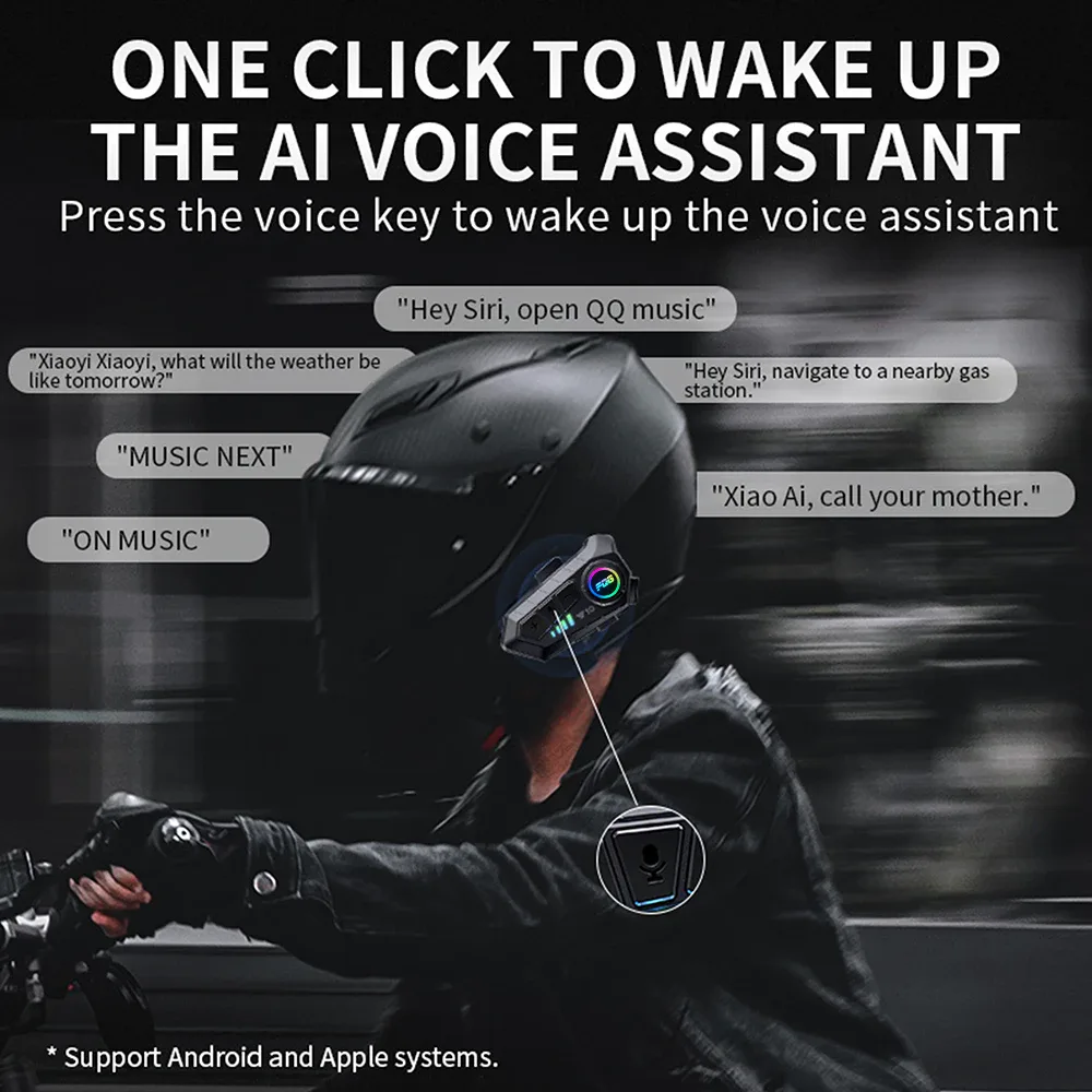 Casque de moto sans fil Bluetooth 5.3, kit de téléphone