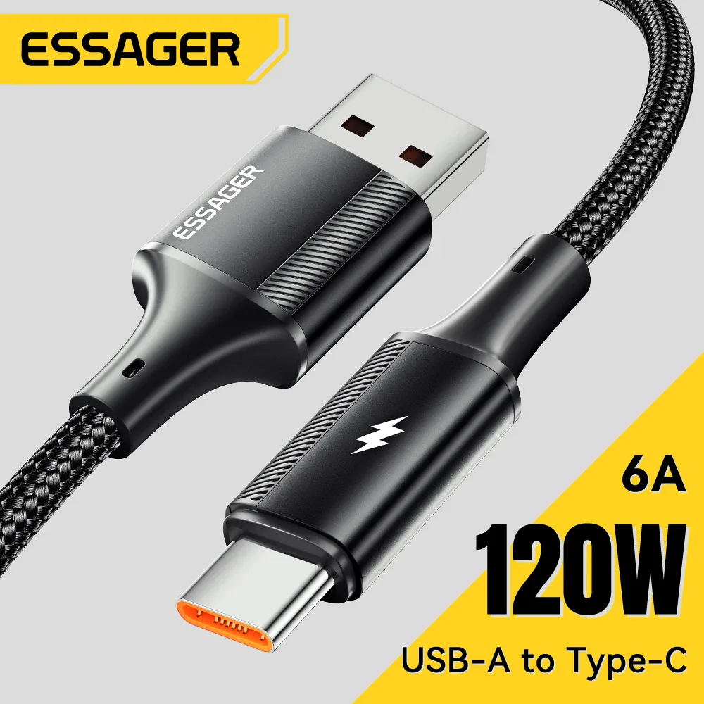 Câble USB-C vers USB-C 120W 6A charge rapide tressé