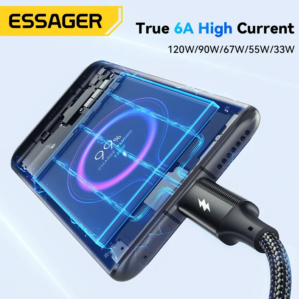 Essager 120W câble USB Type C charge rapide 6A USB C