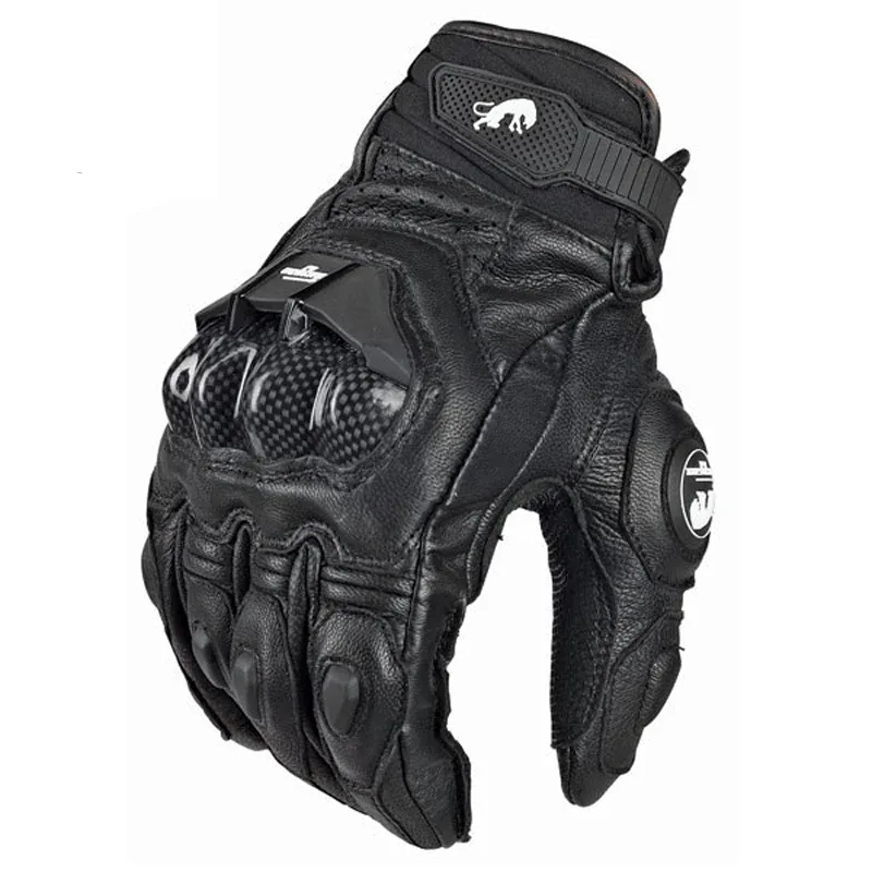 Gants moto en cuir véritable à doigts complets et tissage respirant