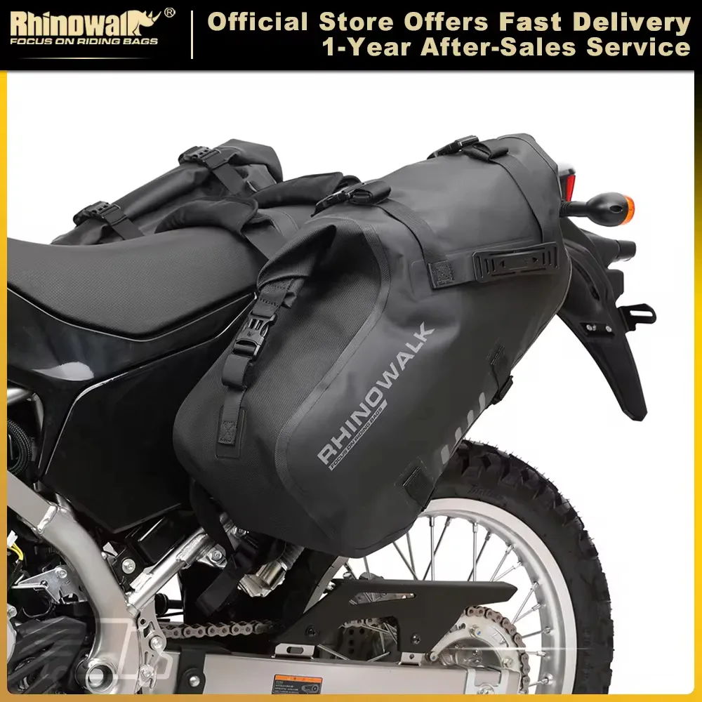 Sacoches de selle moto étanches Rhinowalk (paire, 18/28/48 L)