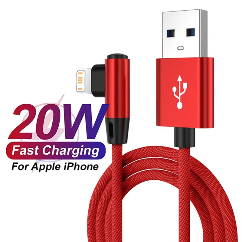 Câble Lightning coudé 90° pour iPhone charge rapide