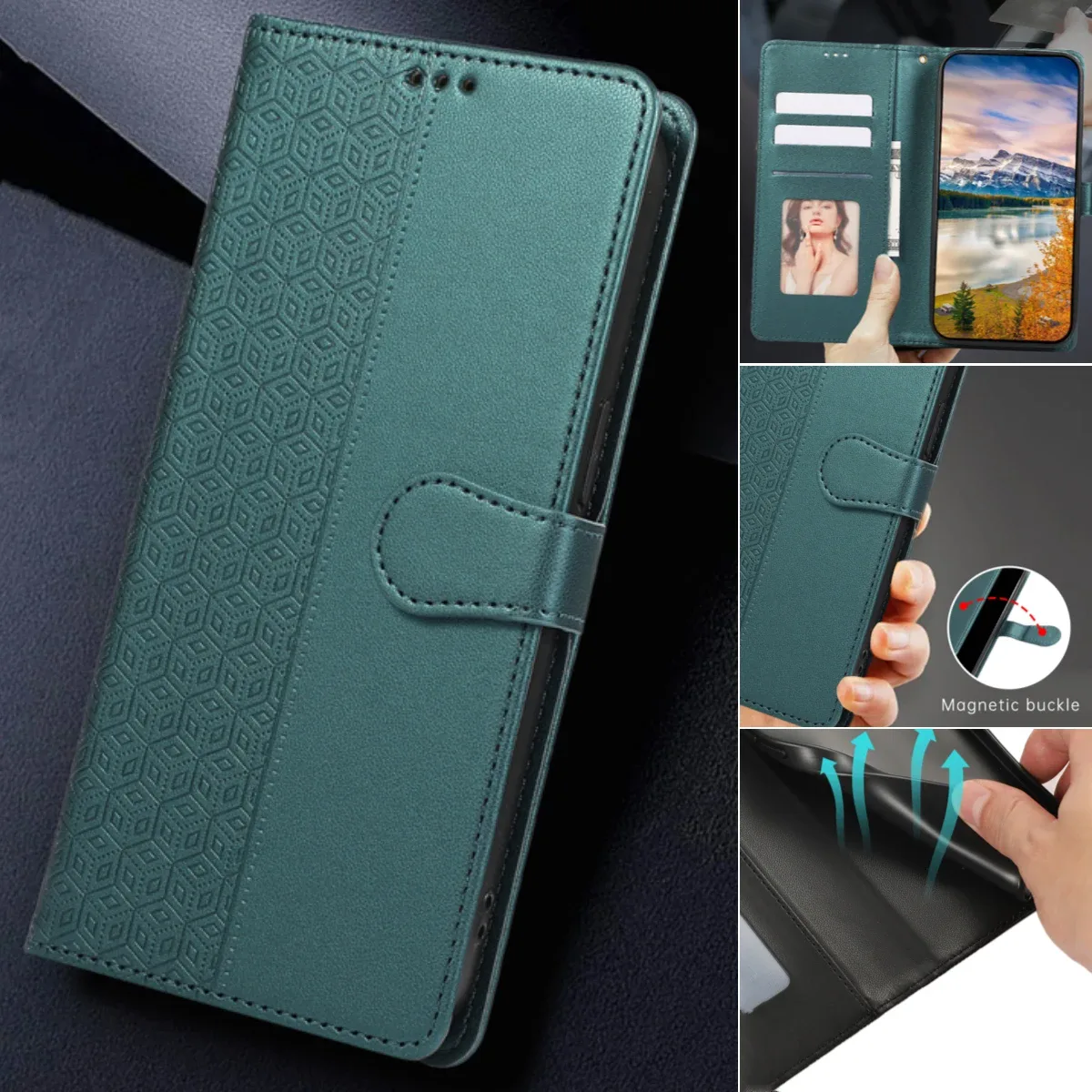 Étui portefeuille en cuir pour iPhone 15 16 17 avec support