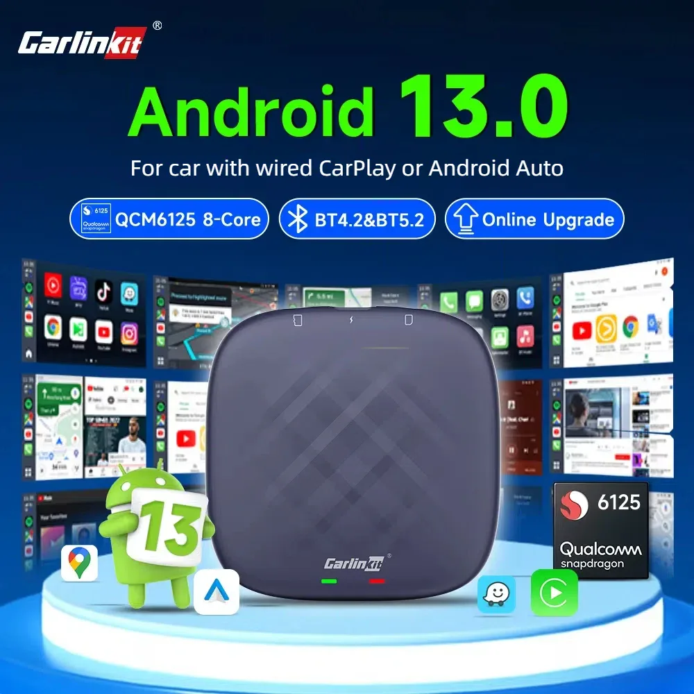 Boîtier multimédia Android 13 pour CarPlay et Android Auto sans fil