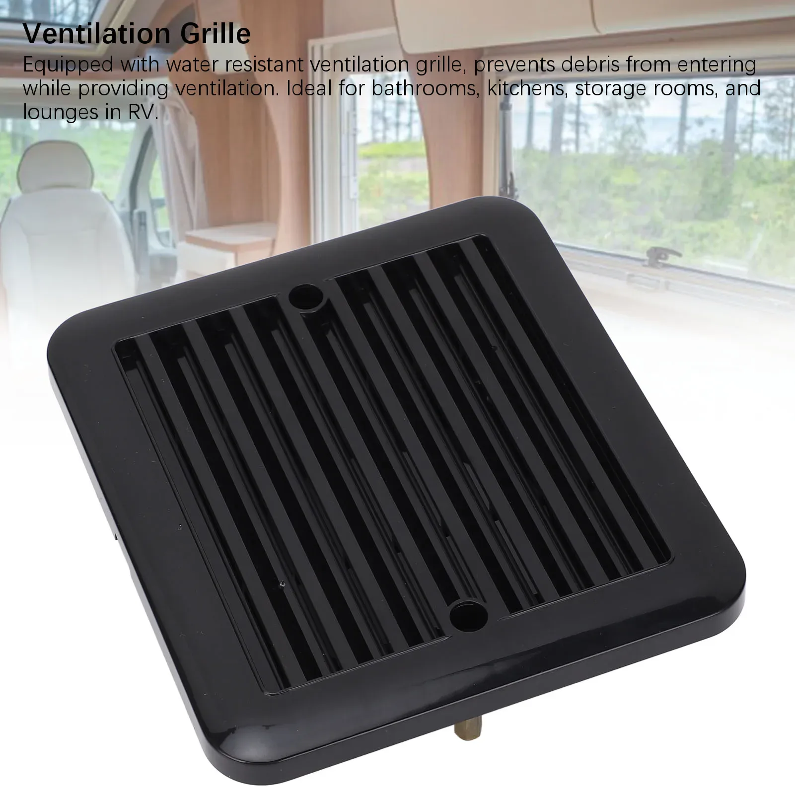 Grille de Ventilation latérale 140x130 mm pour camping-car, Noir