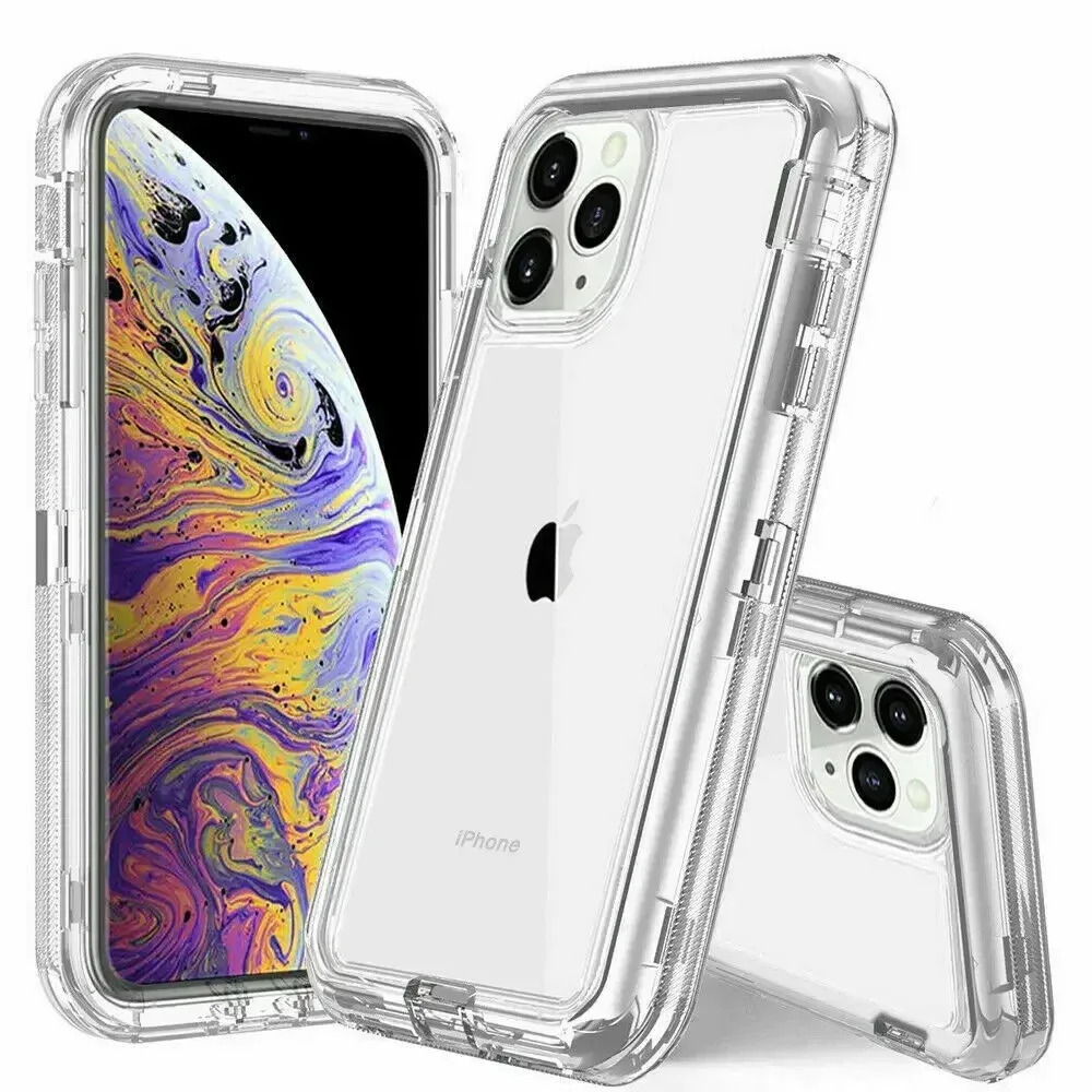 Coque transparente hybride robuste 3 en 1, corps complet