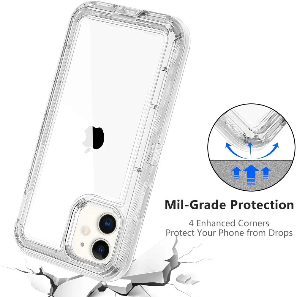 Coque transparente hybride robuste 3 en 1, corps complet