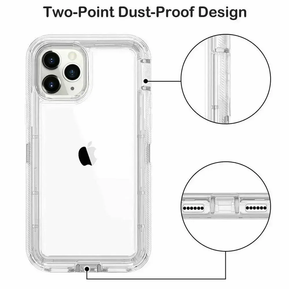 Coque transparente hybride robuste 3 en 1, corps complet