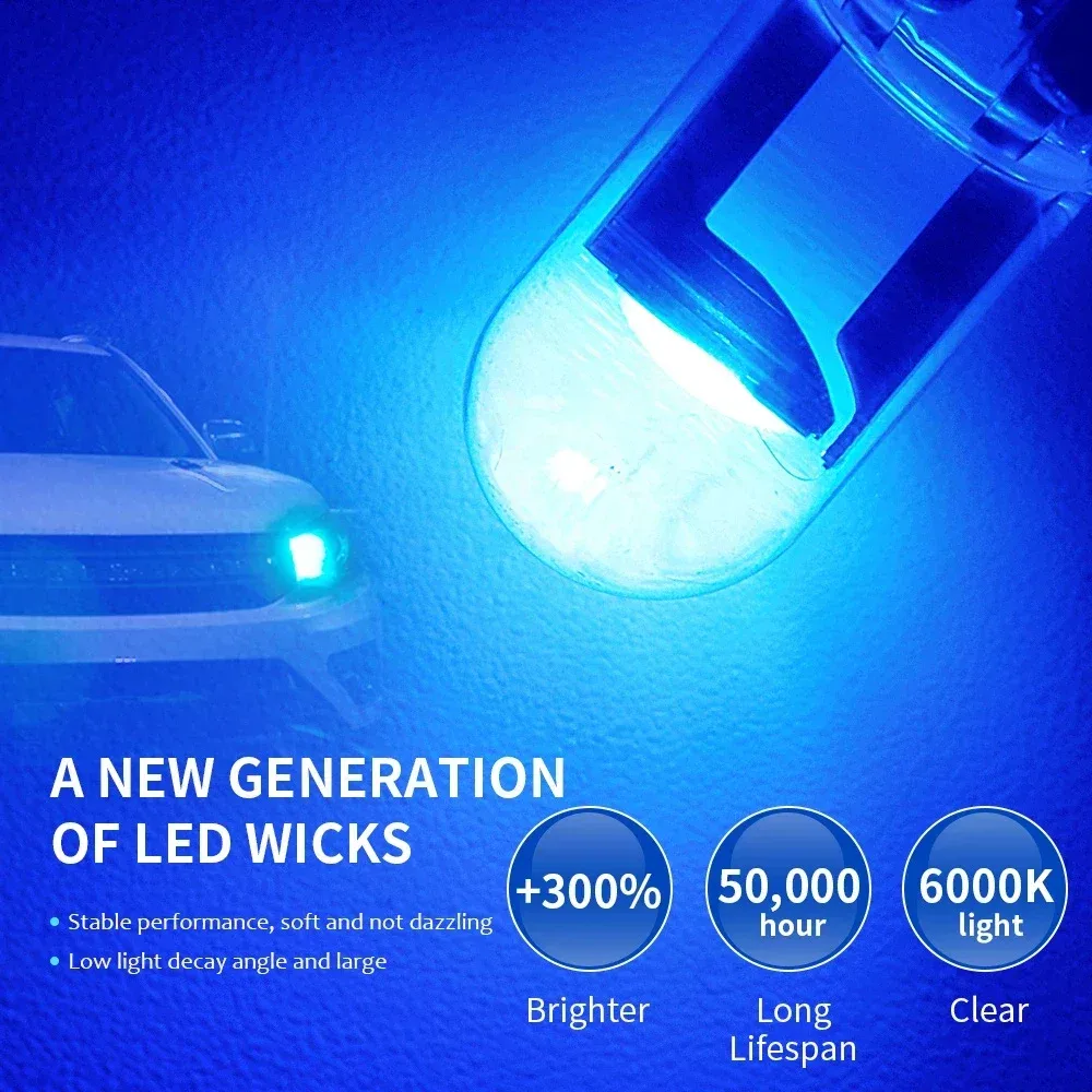 10/50pcs plus récent W5W Led T10 voiture lumière COB LED