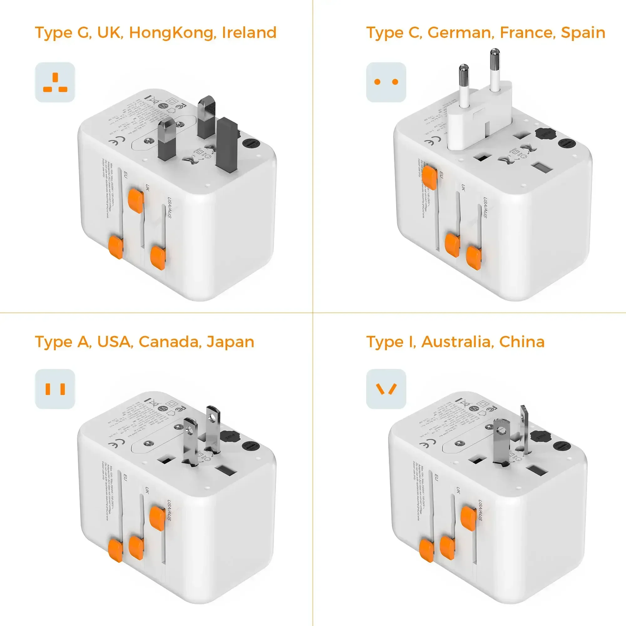 TESSAN 65W GaN adaptateur de voyage prise universelle avec