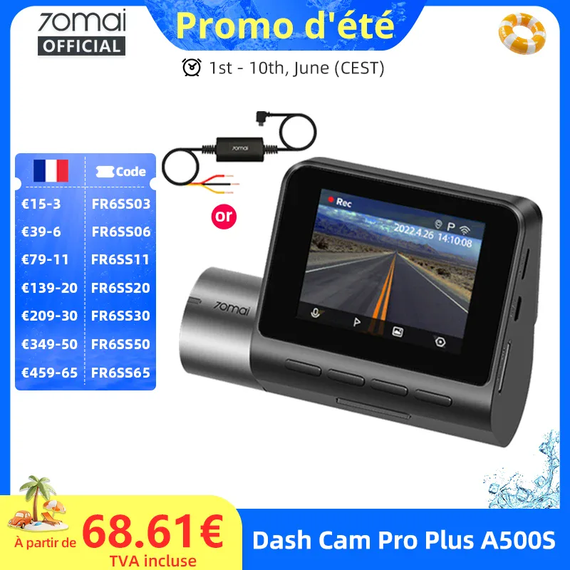 Caméra de tableau de bord 70mai Pro Plus A500S 1944P GPS
