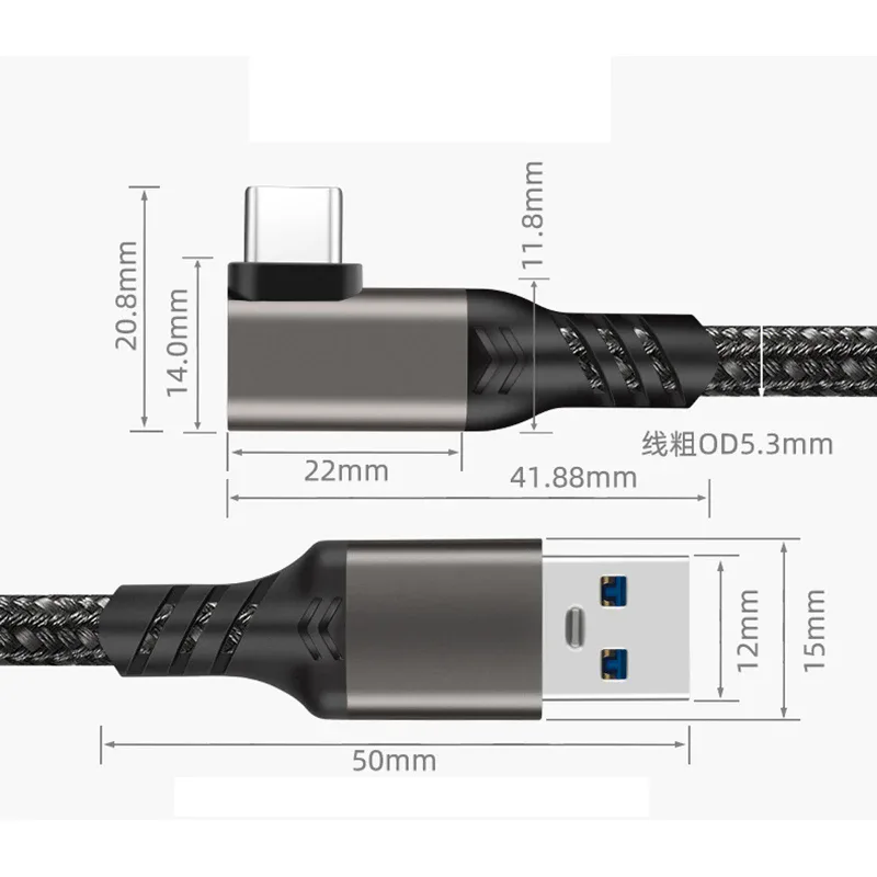 Câble de connecteur USB 3.2 GEN2 3A 60W, coude à 90 degrés