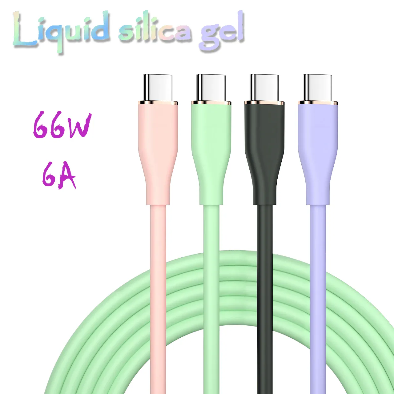 Câble USB-C charge rapide 66W silicone liquide 6A