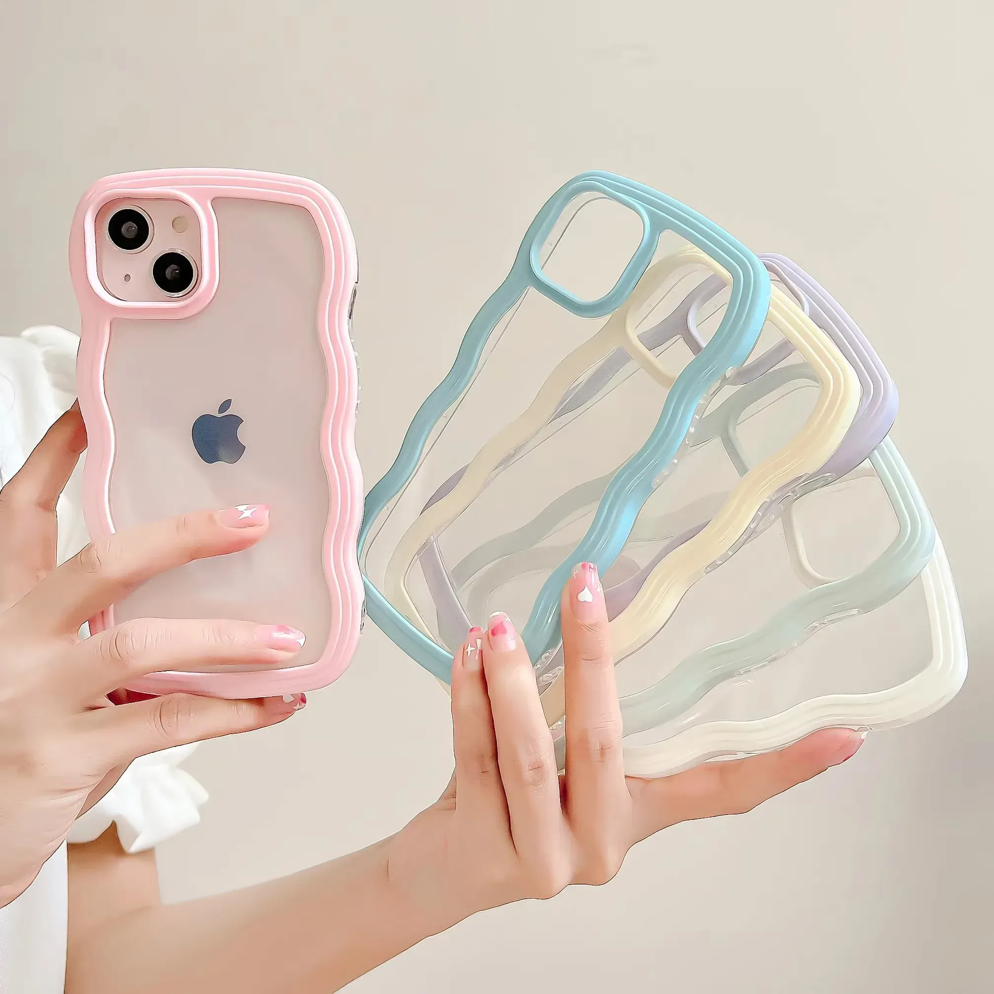Coque transparente bords ondulés pour iPhone 7 à 16