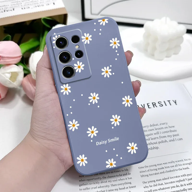 Coque de téléphone marguerite souriante, étui pour Samsung