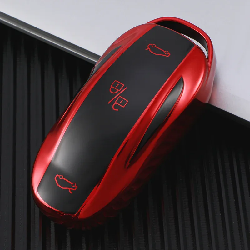 Étui de protection en TPU aspect carbone pour clé Tesla