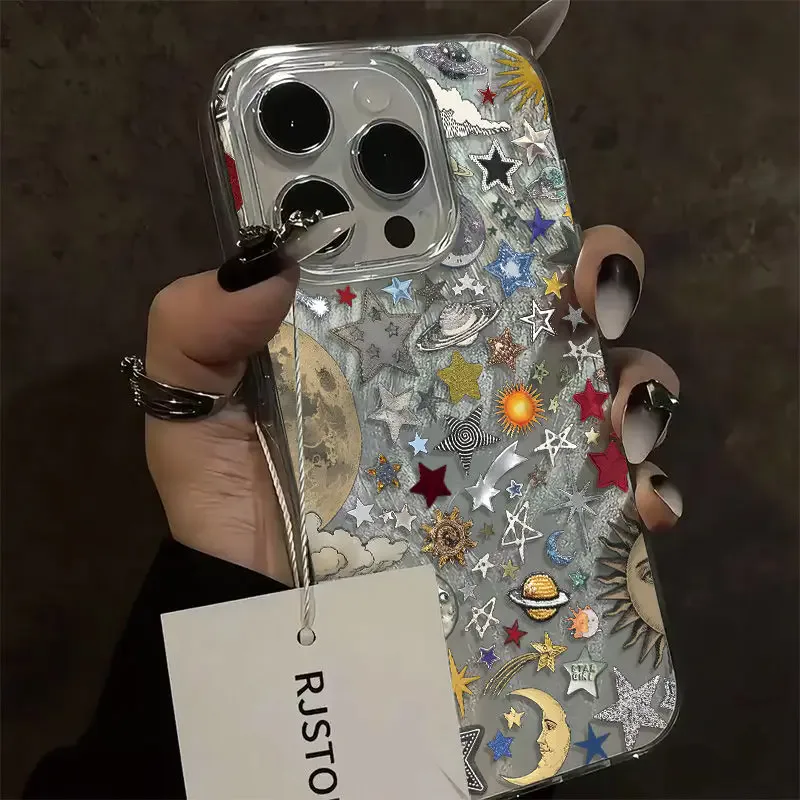 Coque iPhone motif cosmos effet laser holographique