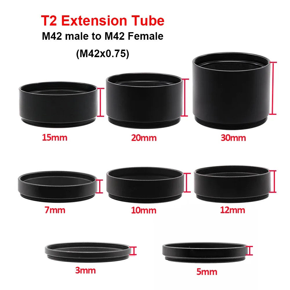 Tube d'extension T2 M42x0.75 pour astrophotographie