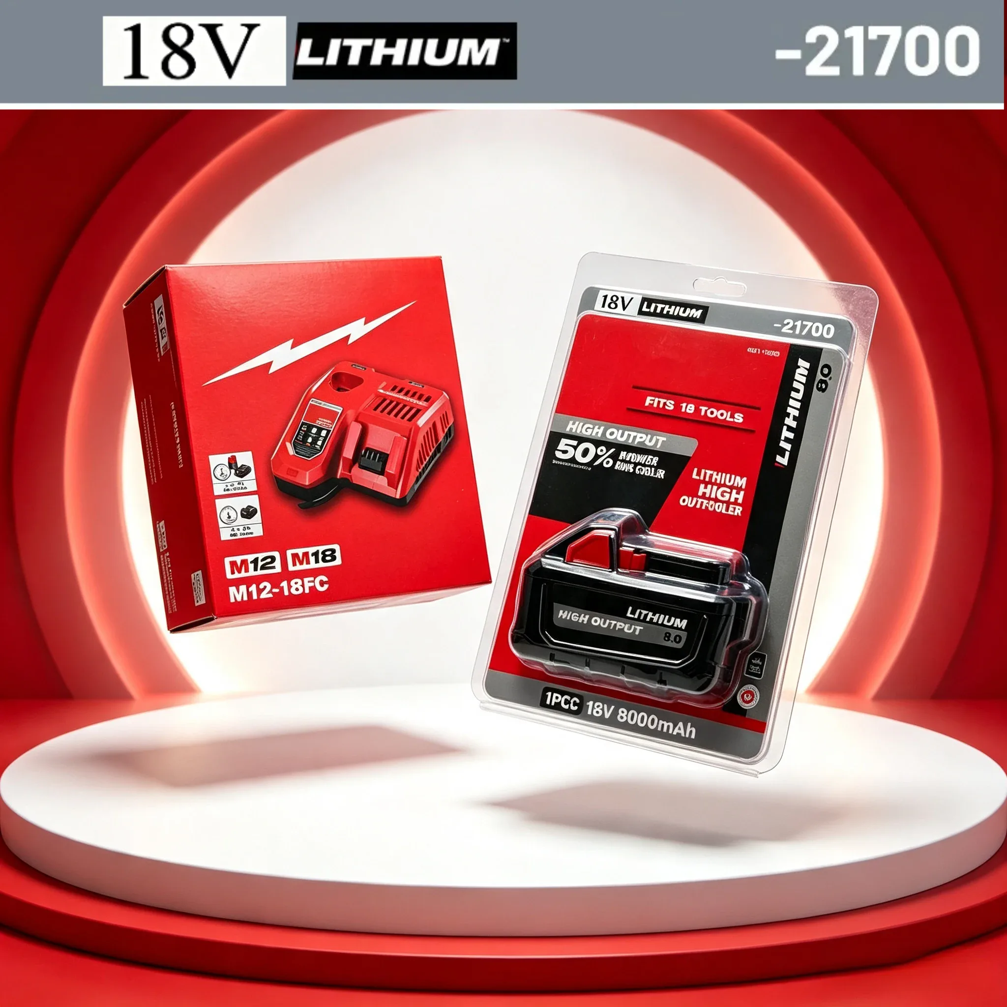 Batterie de remplacement lithium rouge 18 V
