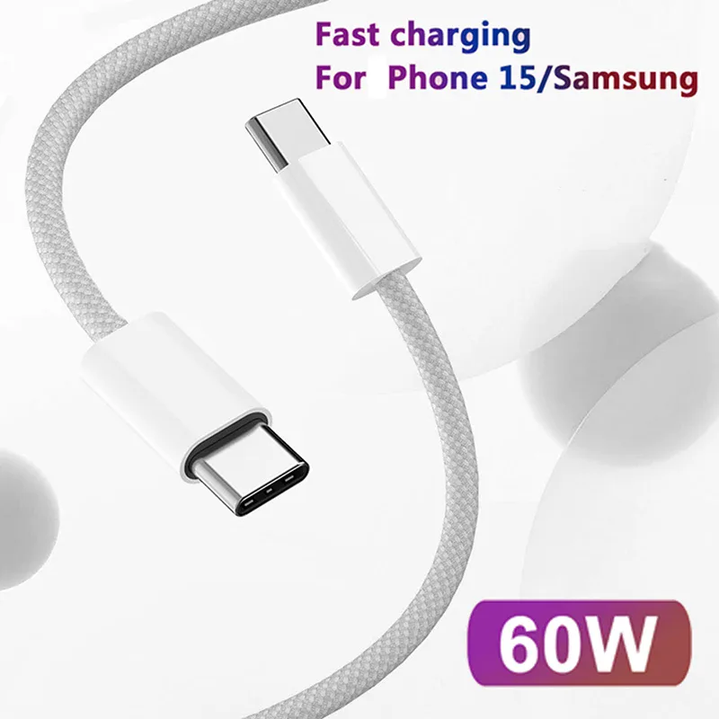 Câble USB-C vers USB-C 60W tressé charge rapide