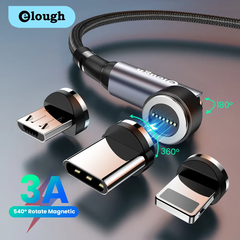 Câble magnétique rotatif 540° charge rapide 3A